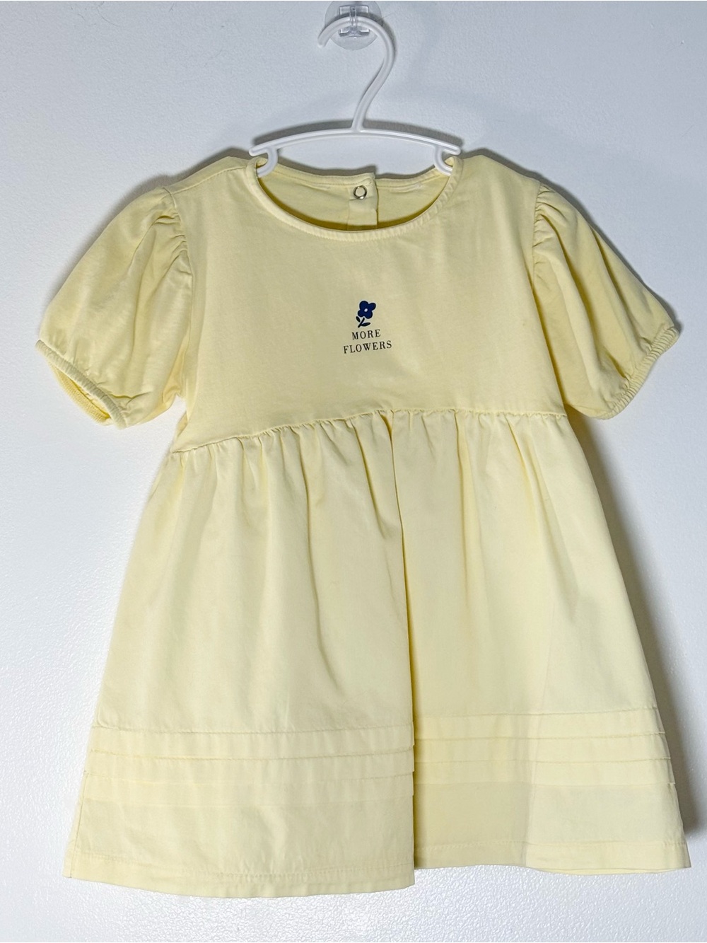 Zara Toddler Girl Pastel Yellow More Flowers Spring Dress Babydoll Puff Sleeve